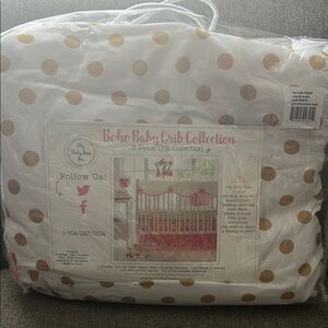 MY BABY SAM BOHO BABY CRIB BEDDING SET 8PC. Pink white and gold